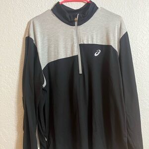 ASICS Black and Light Gray Half-Zip Athletic Pullover